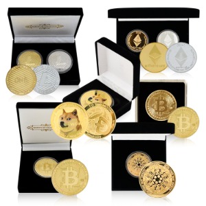 비트코인 코인 주화 모음 24K GOLD [비트코인,도지코인,라이트코인,이더리움코인,카르다노 에이다] 금도금 가상화폐 코인 bitcoin coin 기념주화 선물용 고급케이스