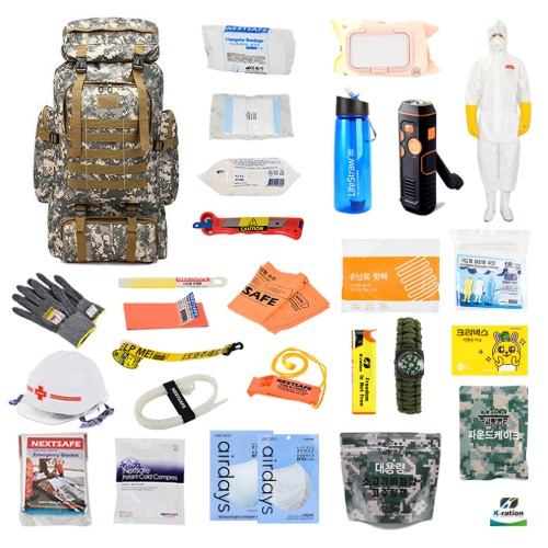 케이레이션 생존가방 C세트 80L 3일 지진용품, 생존배낭, 전쟁배낭, 재난대비물품, 지진가방