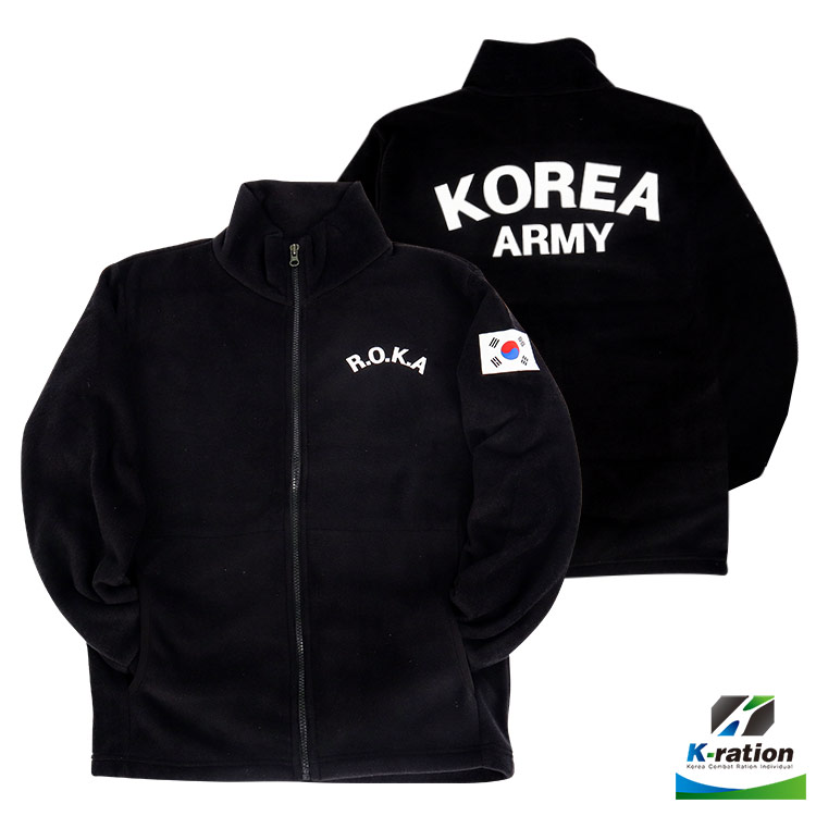 (케이레이션) ROKA 코리아아미 풀 집업 후리스 (블랙) 겨울 로카 군인 깔깔이
